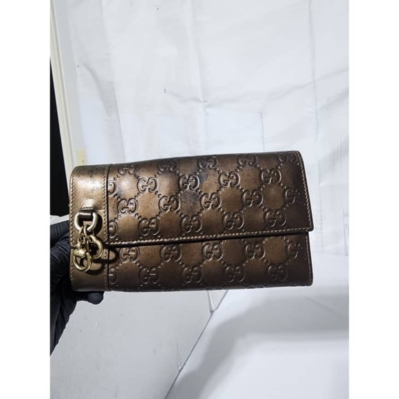 Authentic Gucci GG Signature Leather Wallet Brown - Picture 14 of 14